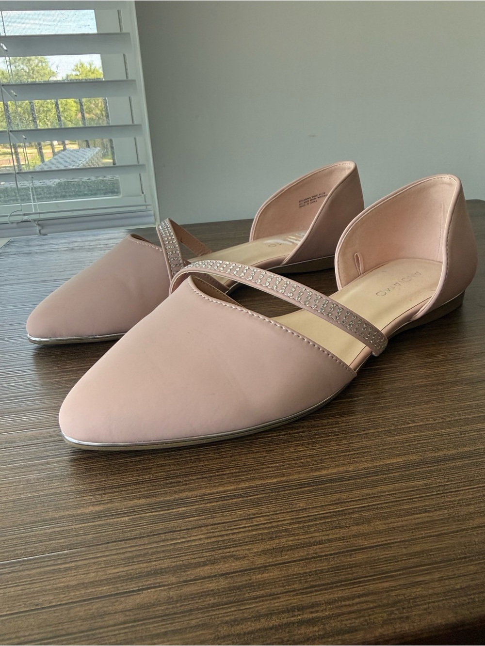 Elegant Blush Pink D'Orsay Flats with Rhinestone Strap - Picture 3 of 6